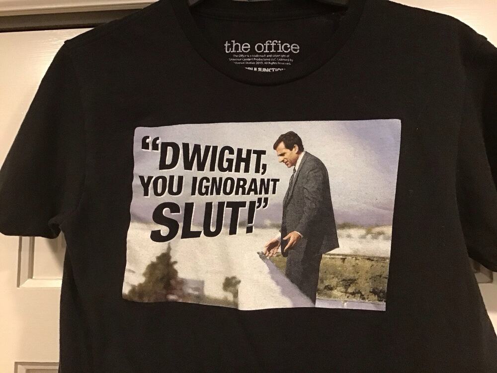 The Office "Dwight You Ignorant Sl''" Black T-Shirt Size S- PRE-OWNED Casual